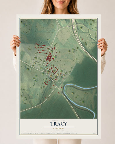 Map of Tracy, Missouri, 24 x 36 inch unframed archival matte print