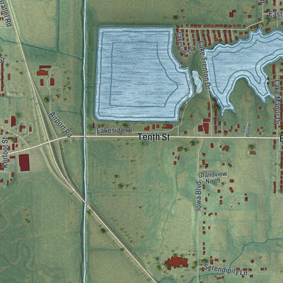 Second close-up of the map of Trenton, Missouri print showing more streets and buildings