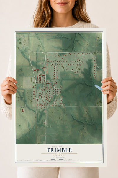 Map of Trimble, Missouri, 18 x 24 inch unframed archival matte print