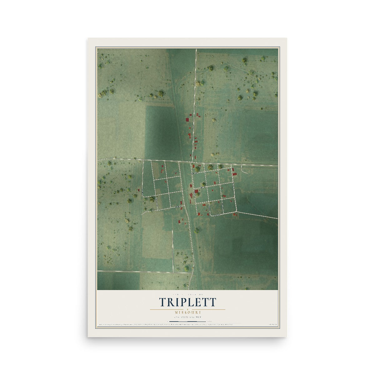 Map of Triplett, Missouri, 12 x 18 inch unframed archival matte print