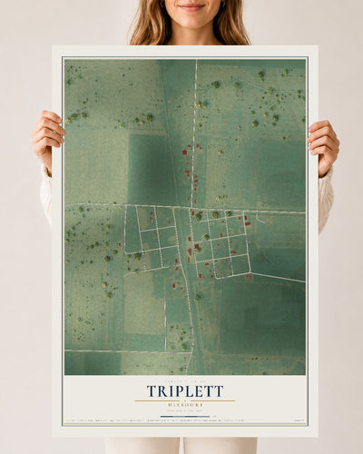 Map of Triplett, Missouri, 24 x 36 inch unframed archival matte print