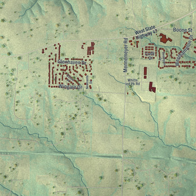 Second close-up of the map of Troy, Missouri print showing more streets and buildings