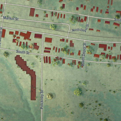 Second close-up of the map of Truesdale, Missouri print showing more streets and buildings