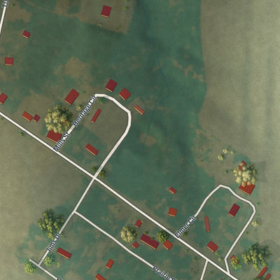 Close-up of the map of Truxton, Missouri print showing street and building detail