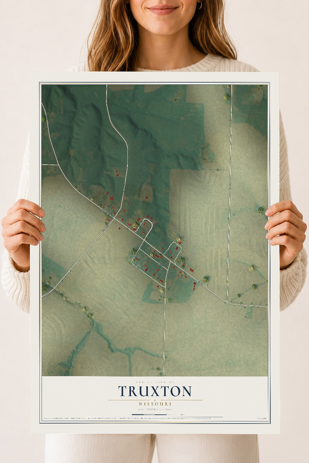 Map of Truxton, Missouri, 18 x 24 inch unframed archival matte print