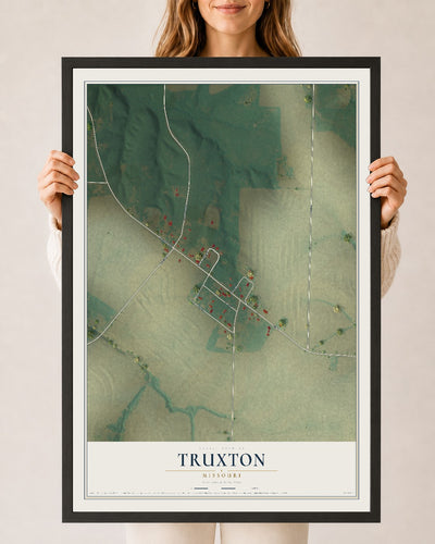 Map of Truxton, Missouri, 24 x 36 inch print in a black wood frame