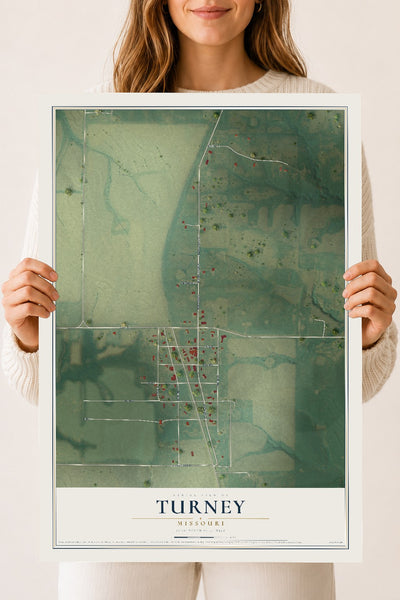 Map of Turney, Missouri, 18 x 24 inch unframed archival matte print