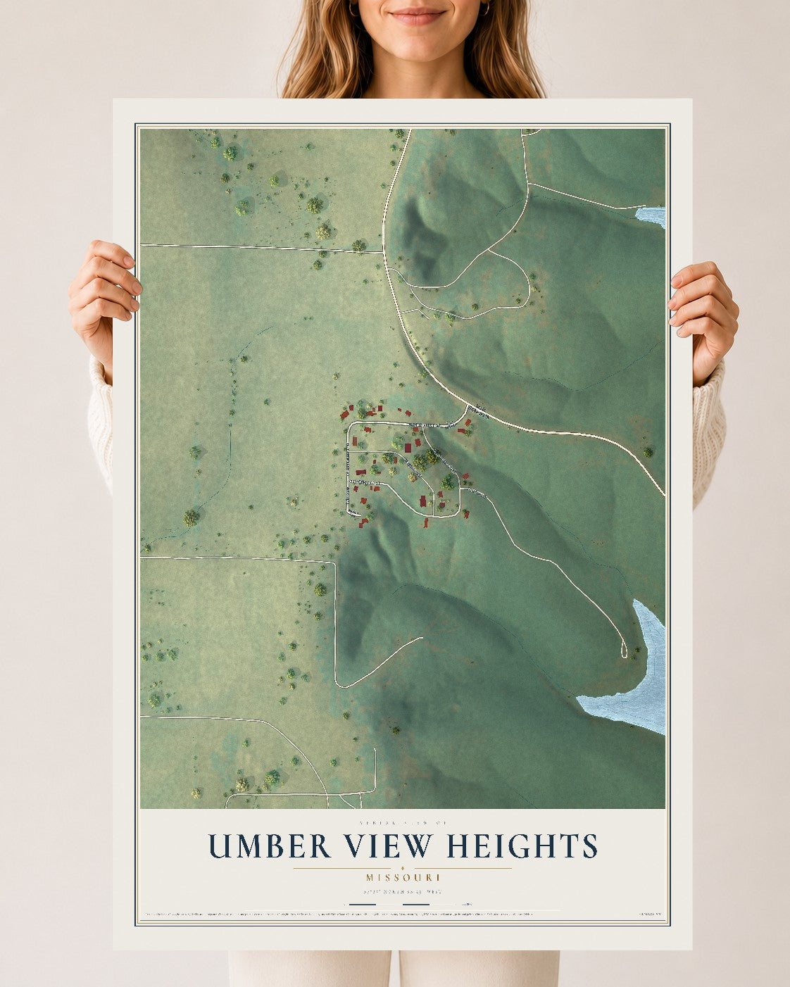 Map of Umber View Heights, Missouri, 24 x 36 inch unframed archival matte print
