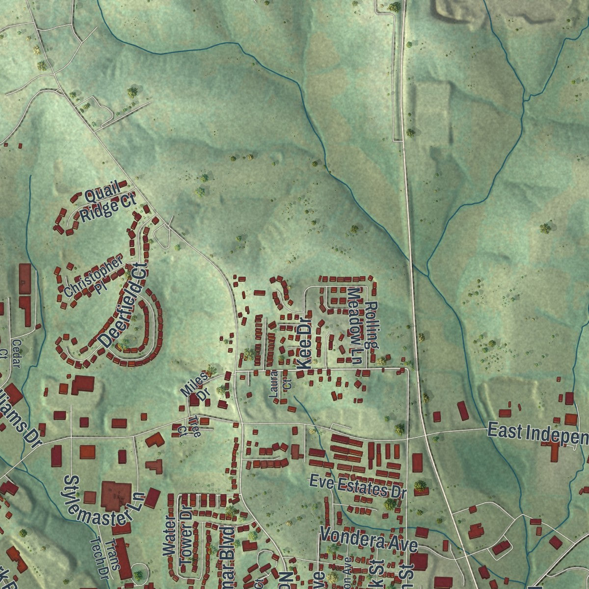 Second close-up of the map of Union, Missouri print showing more streets and buildings