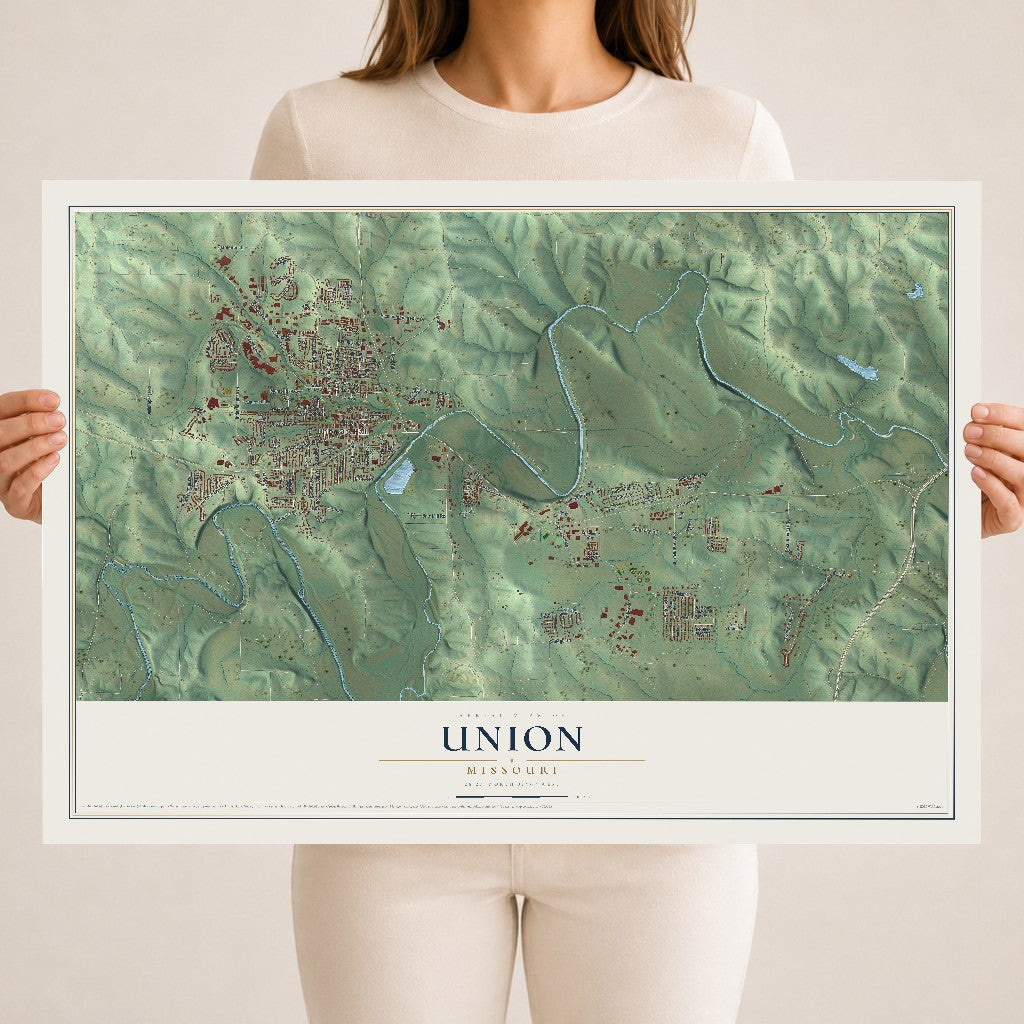 Map of Union, Missouri, 18 x 24 inch unframed archival matte print