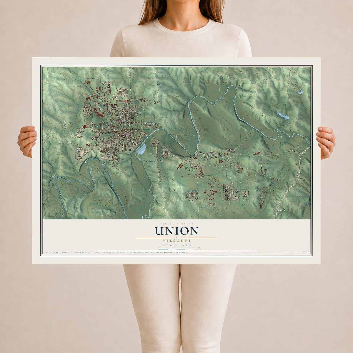 Map of Union, Missouri, 24 x 36 inch unframed archival matte print