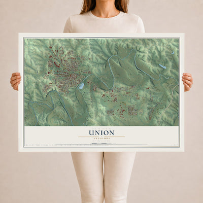 Map of Union, Missouri, 24 x 36 inch unframed archival matte print