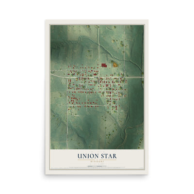 Map of Union Star, Missouri, 12 x 18 inch unframed archival matte print
