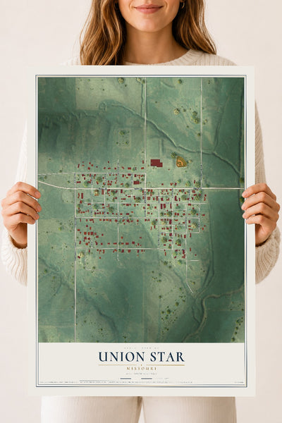 Map of Union Star, Missouri, 18 x 24 inch unframed archival matte print
