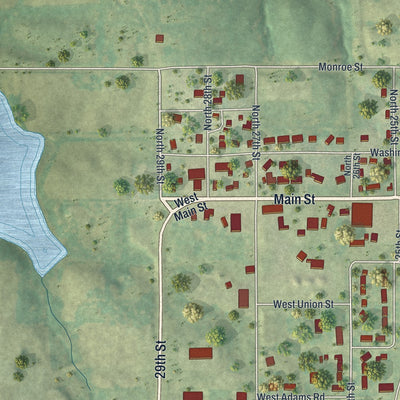 Second close-up of the map of Unionville, Missouri print showing more streets and buildings