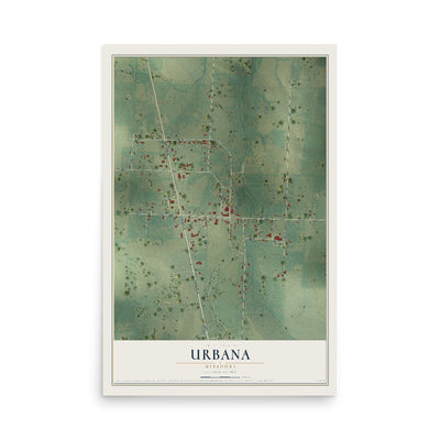 Map of Urbana, Missouri, 12 x 18 inch unframed archival matte print