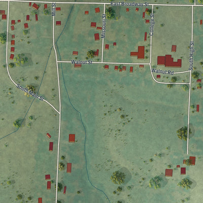 Second close-up of the map of Urbana, Missouri print showing more streets and buildings