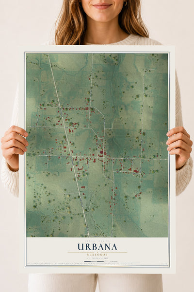 Map of Urbana, Missouri, 18 x 24 inch unframed archival matte print