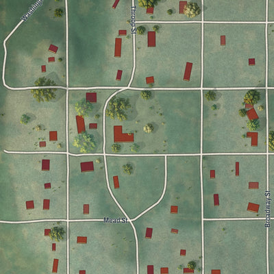 Close-up of the map of Utica, Missouri print showing street and building detail