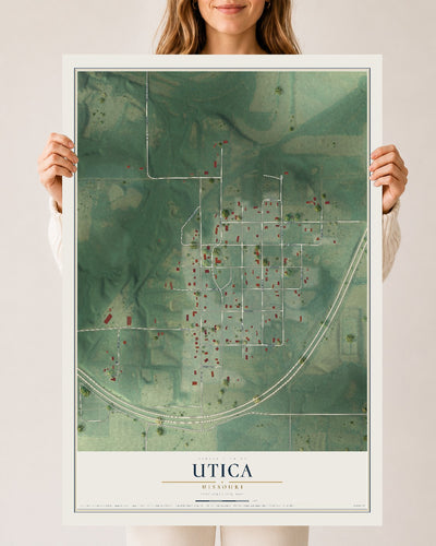 Map of Utica, Missouri, 24 x 36 inch unframed archival matte print