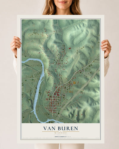 Map of Van Buren, Missouri, 24 x 36 inch unframed archival matte print