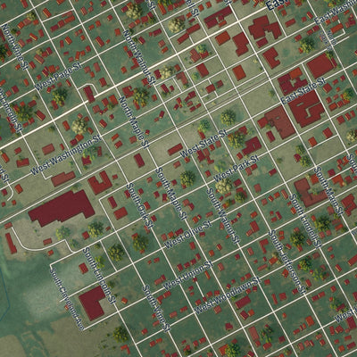 Close-up of the map of Vandalia, Missouri print showing street and building detail