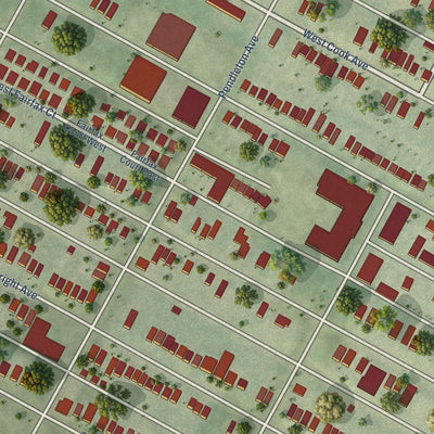 Close-up of the map of Vandeventer, Missouri print showing street and building detail