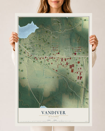 Map of Vandiver, Missouri, 24 x 36 inch unframed archival matte print