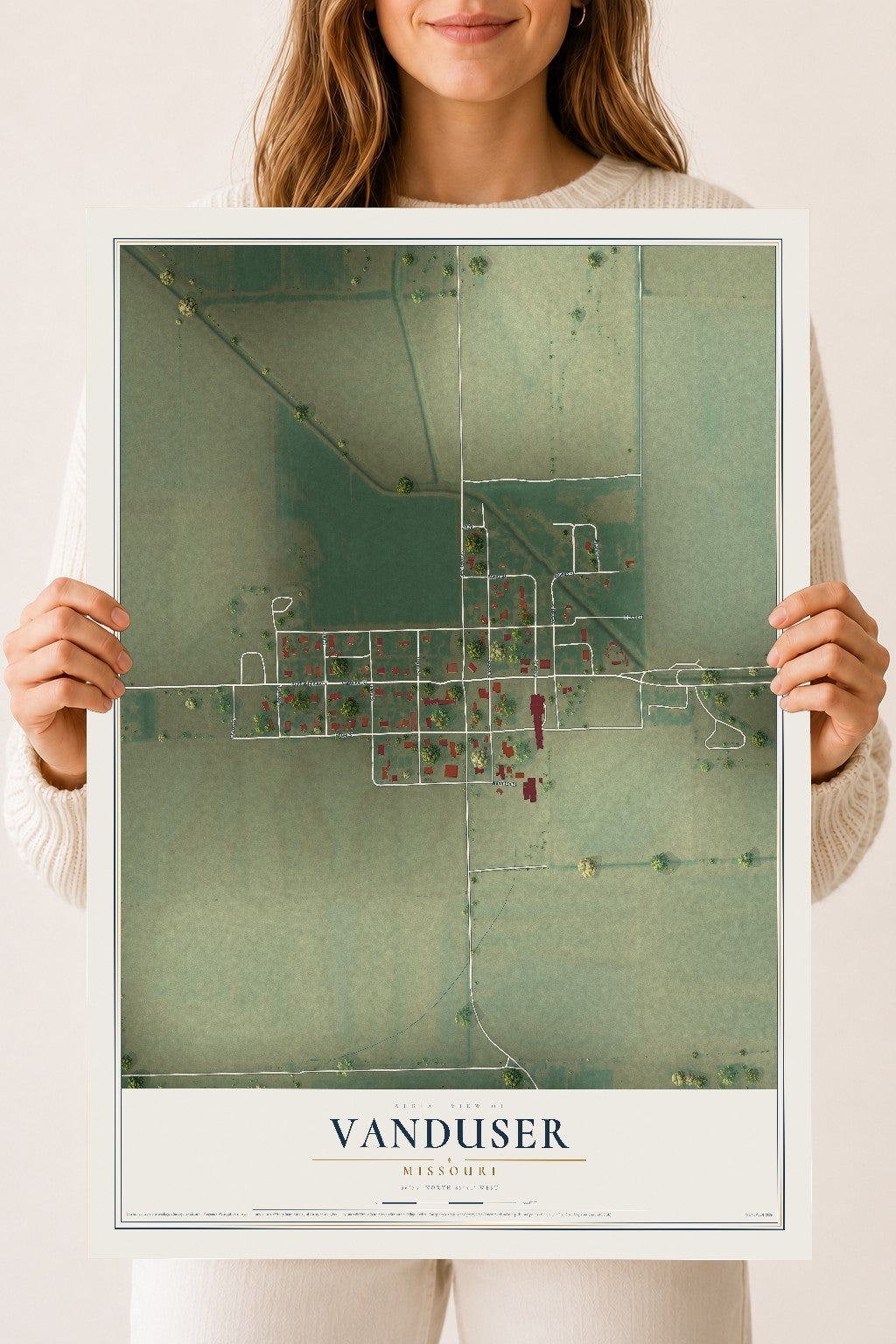 Map of Vanduser, Missouri, 18 x 24 inch unframed archival matte print