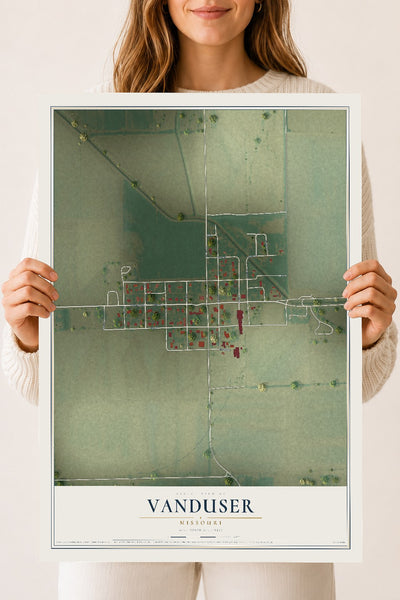 Map of Vanduser, Missouri, 18 x 24 inch unframed archival matte print