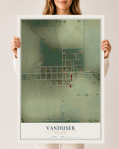 Map of Vanduser, Missouri, 24 x 36 inch unframed archival matte print