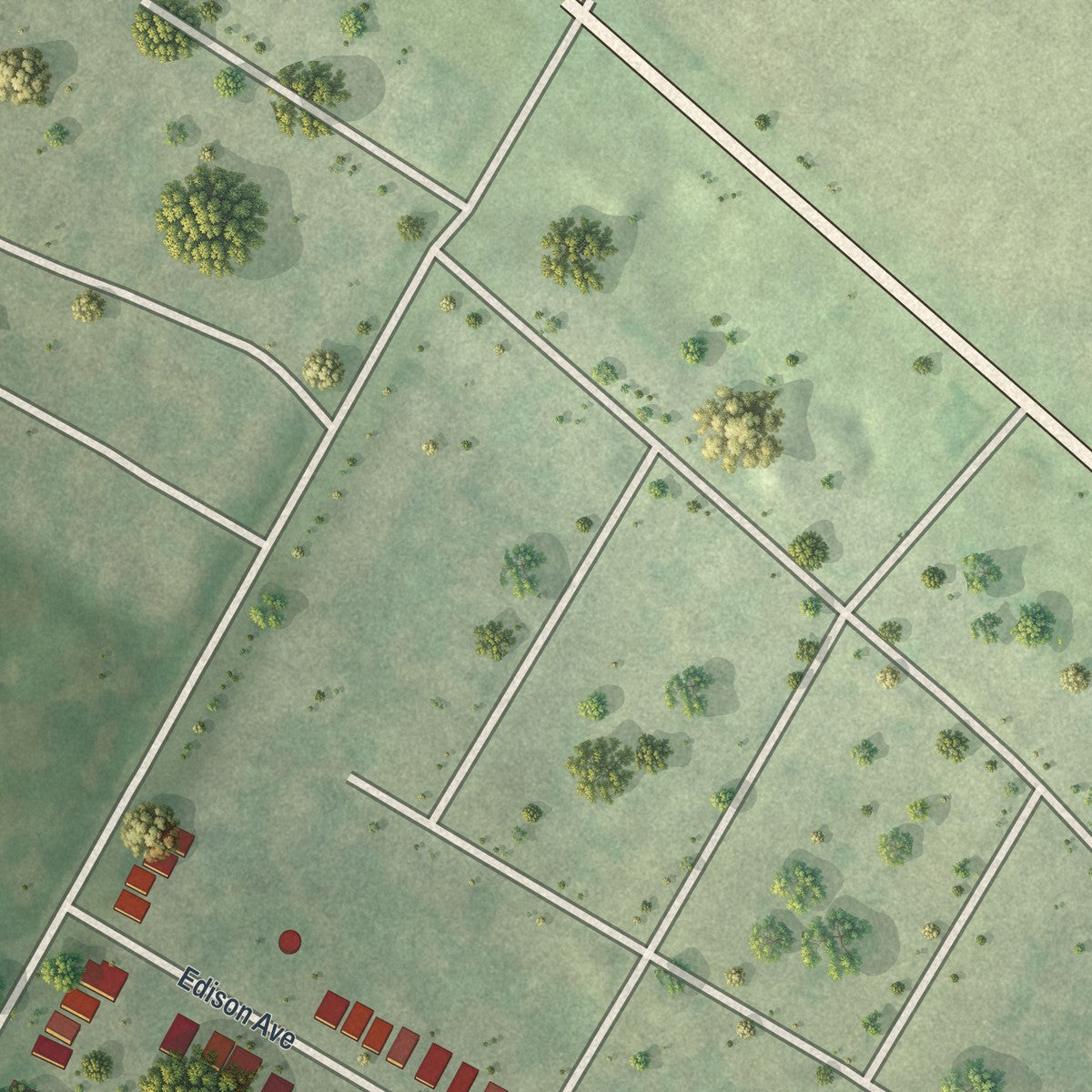 Second close-up of the map of Velda City, Missouri print showing more streets and buildings