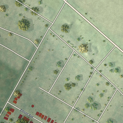 Second close-up of the map of Velda City, Missouri print showing more streets and buildings