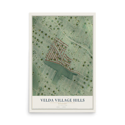 Map of Velda Village Hills, Missouri, 12 x 18 inch unframed archival matte print