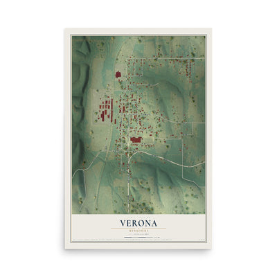 Map of Verona, Missouri, 12 x 18 inch unframed archival matte print