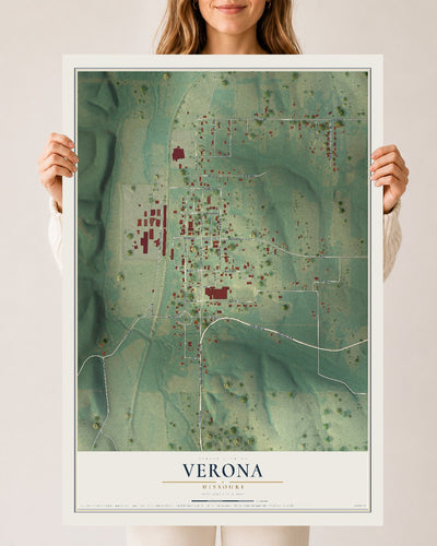 Map of Verona, Missouri, 24 x 36 inch unframed archival matte print