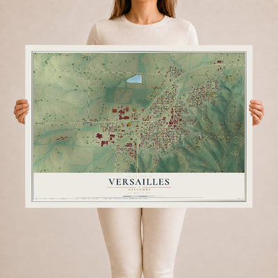 Map of Versailles, Missouri, 24 x 36 inch unframed archival matte print