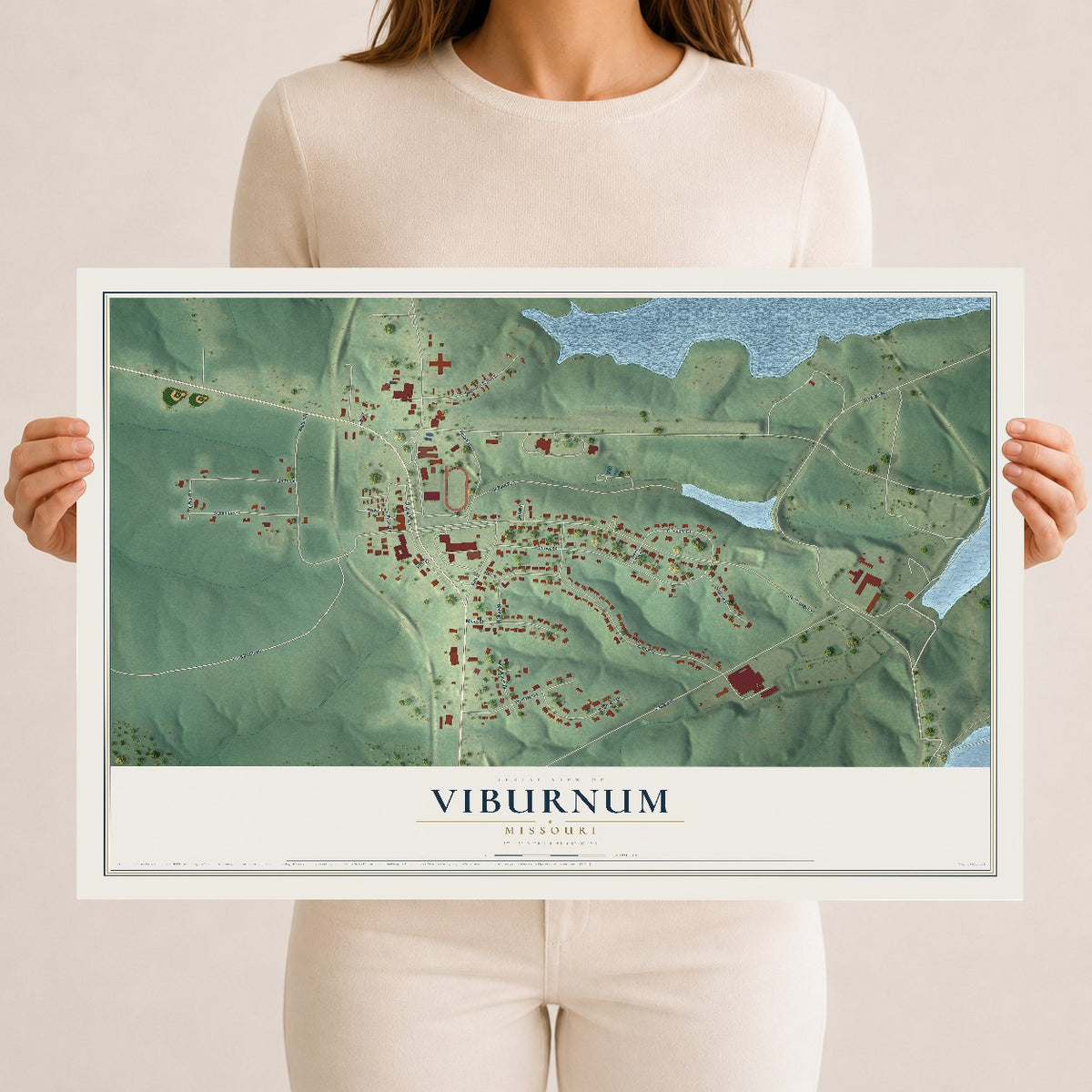 Map of Viburnum, Missouri, 12 x 18 inch unframed archival matte print