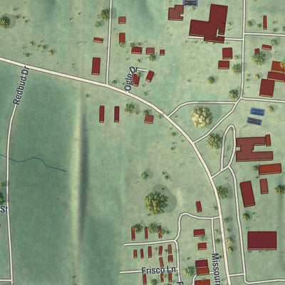 Second close-up of the map of Viburnum, Missouri print showing more streets and buildings