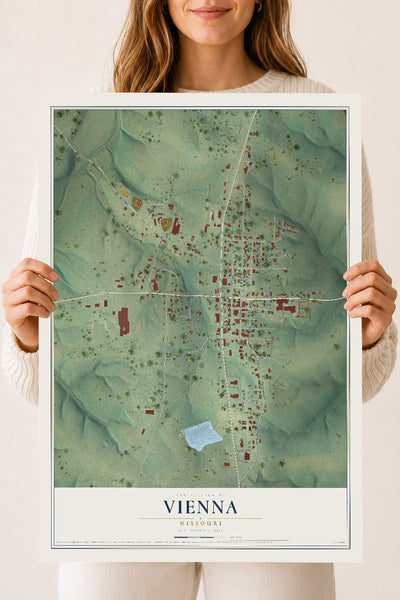 Map of Vienna, Missouri, 18 x 24 inch unframed archival matte print