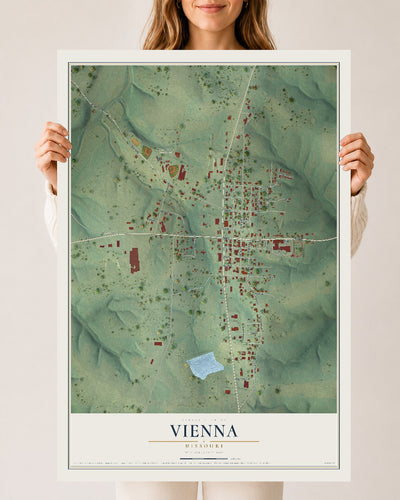 Map of Vienna, Missouri, 24 x 36 inch unframed archival matte print