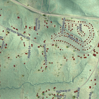 Close-up of the map of Villa Ridge, Missouri print showing street and building detail
