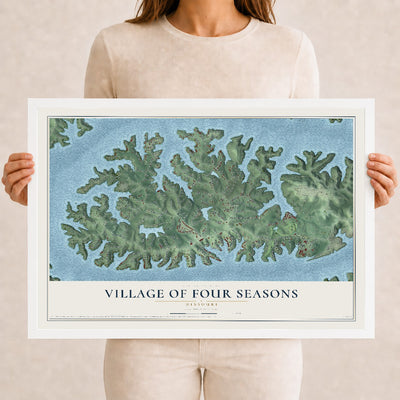 Map of the Village of Four Seasons, Missouri, 12 x 18 inch print in a white wood frame