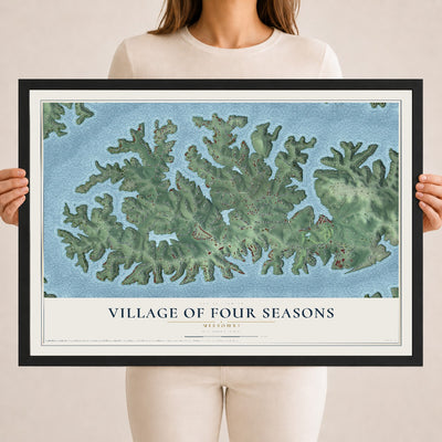 Map of the Village of Four Seasons, Missouri, 18 x 24 inch print in a black wood frame