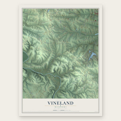 Vineland, Missouri map print, the full design