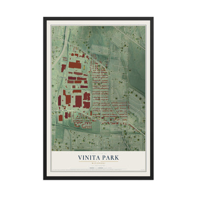 Map of Vinita Park, Missouri, 12 x 18 inch print in a black wood frame