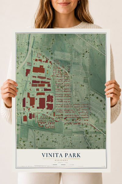 Map of Vinita Park, Missouri, 18 x 24 inch unframed archival matte print