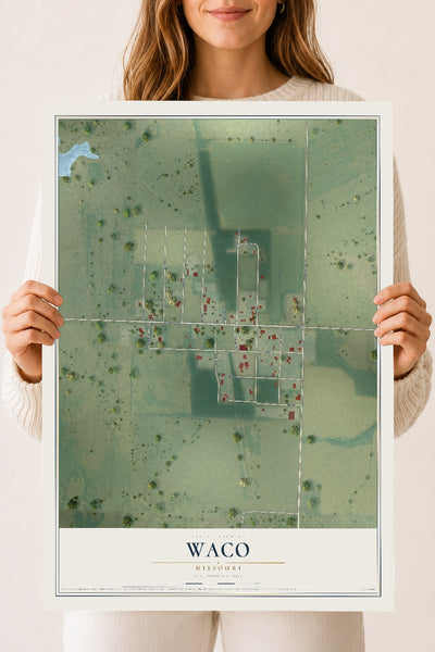 Map of Waco, Missouri, 18 x 24 inch unframed archival matte print