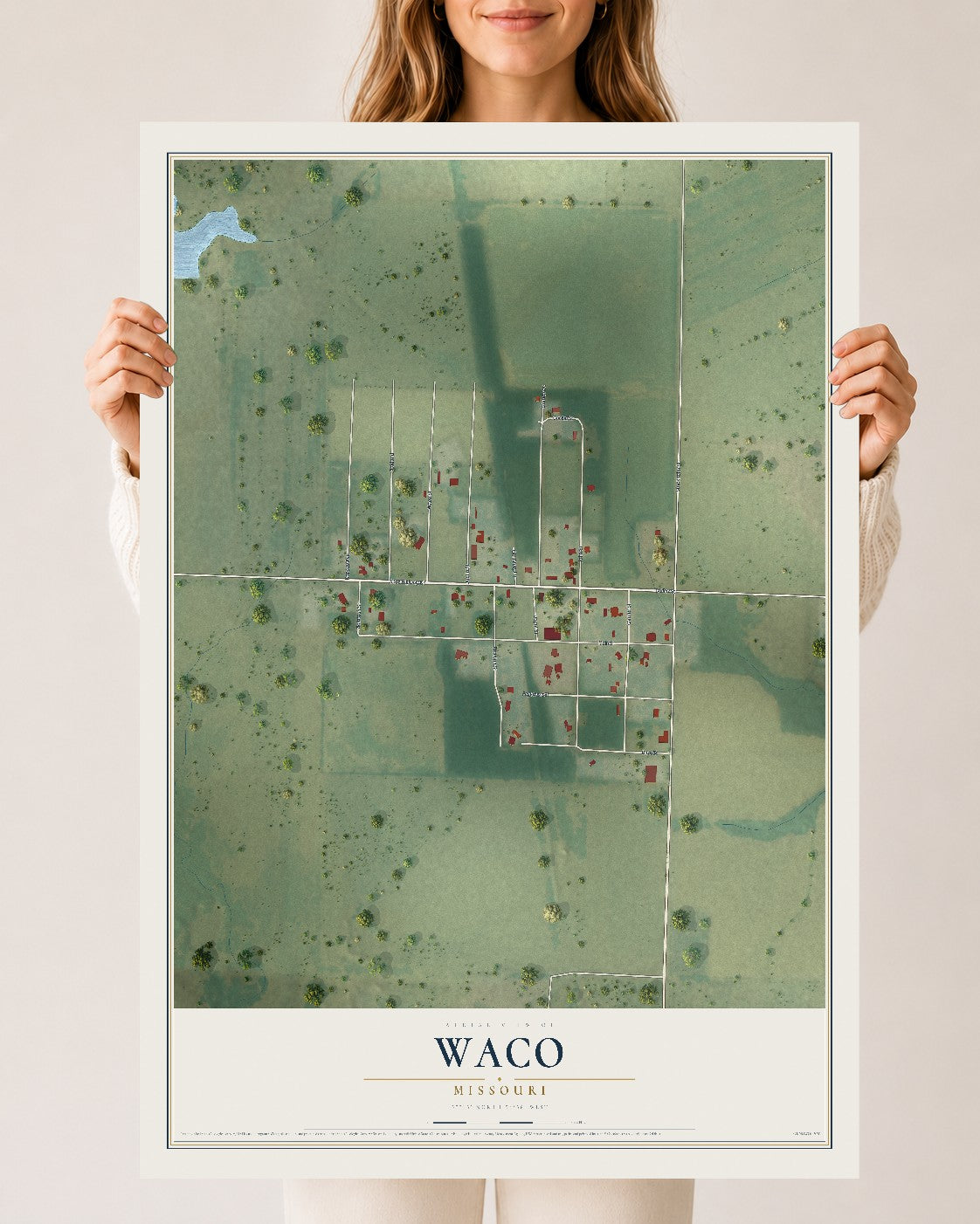 Map of Waco, Missouri, 24 x 36 inch unframed archival matte print