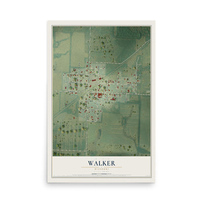 Map of Walker, Missouri, 12 x 18 inch unframed archival matte print